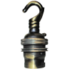 Lampholder B22 Antique Brass with Shade Ring, Chain Hook