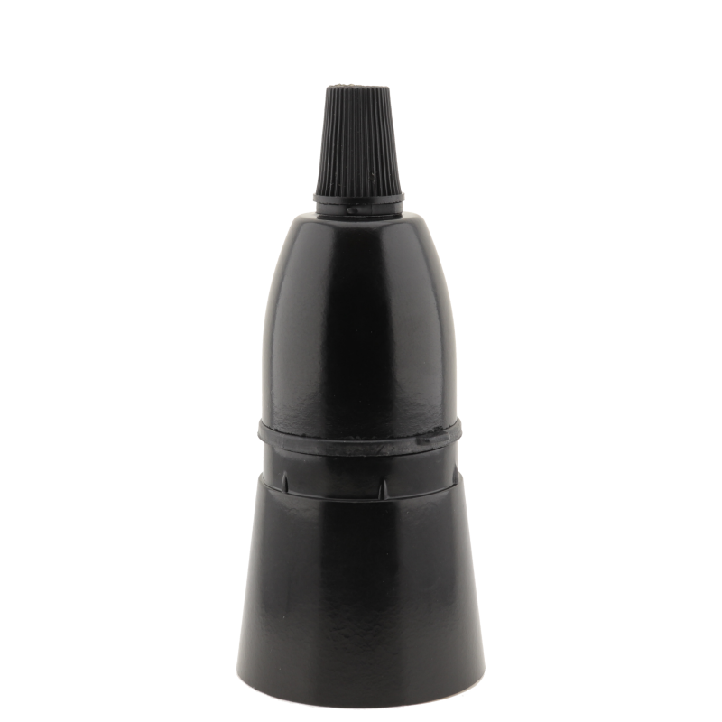 Lampholder B22 Black With Shade Skirt and Nylon Cord Grip