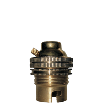 Lampholder B22 Polished Brass with Shade Ring, 10mm Threaded Entry