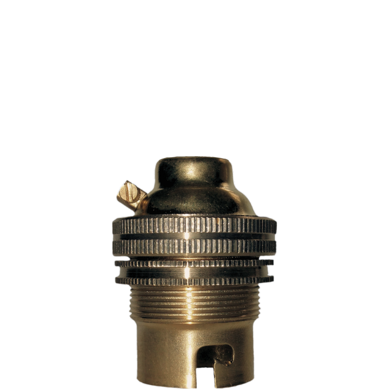 Lampholder B22 Polished Brass with Shade Ring, 10mm Threaded Entry