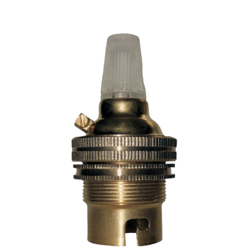 Lampholder B22 Polished Brass with Shade Ring, Nylon Cord Grip