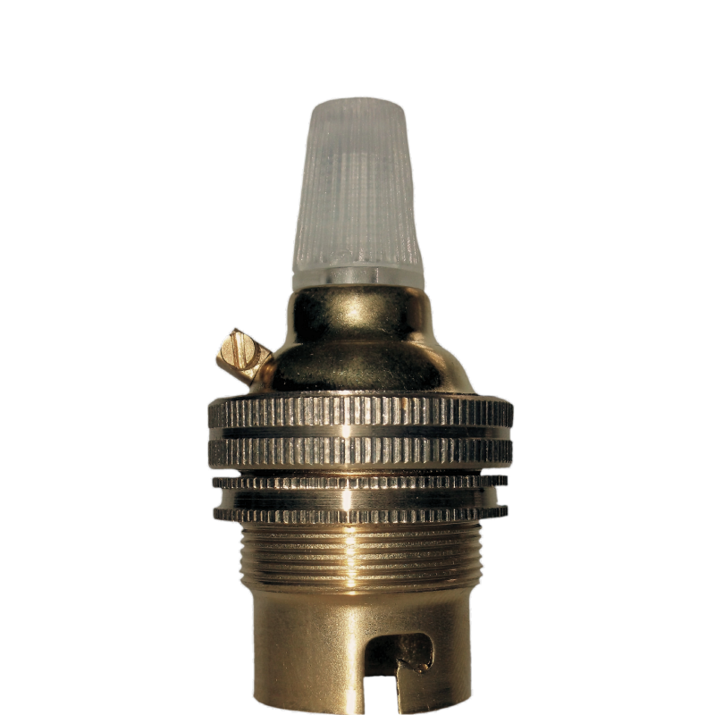 Lampholder B22 Polished Brass with Shade Ring, Nylon Cord Grip Lampholder B22 Polished Brass with Shade Ring, Nylon Cord Grip