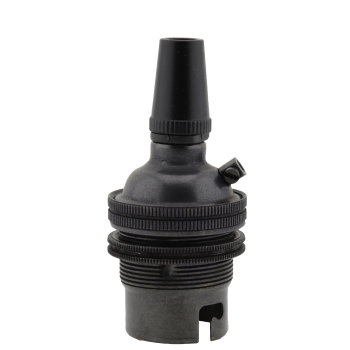 Lampholder B22 Dark Bronze with Shade Ring, Metal Cord Grip