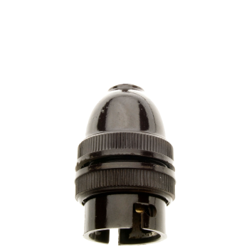 Lampholder B22 in Brown Bakelite with Shade Ring