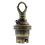 Plain Skirt B22 Lampholder in Antique Brass Finish with Metal Loop BC-B22d-Bayonet Cap