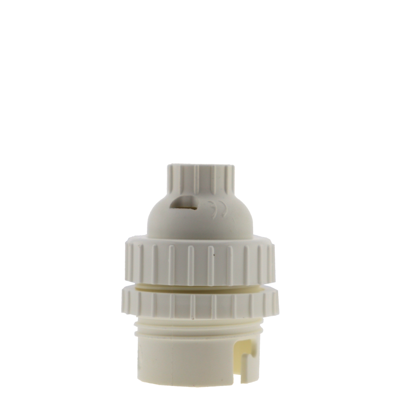 Lampholder B22 White With Shade Ring and 10mm Threaded Entry