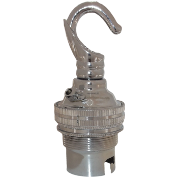 Lampholder B22 Silver Nickel with Shade Ring, Chain Hook