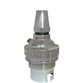 Lampholder B22 Silver Nickel with Shade Ring, Metal Cord Grip