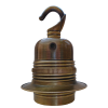 Lampholder E27 Antique Brass Finish with Shade Ring and Metal Hook