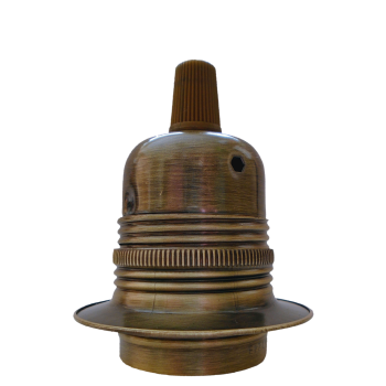 Lampholder E27 Antique Brass Finish with Shade Ring and Nylon Cord Grip