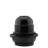 Lampholder E27 Black Bakelite with Shade Ring and 10mm Threaded Entry