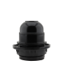 Lampholder E27 Black Bakelite with Shade Ring and 10mm Threaded Entry