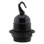 Lampholder E27 Black Bakelite with Shade Ring and Metal Hook