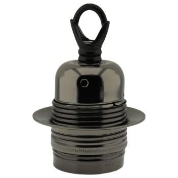 Lampholder E27 Dark Bronze Finish with Shade Ring and Metal Loop