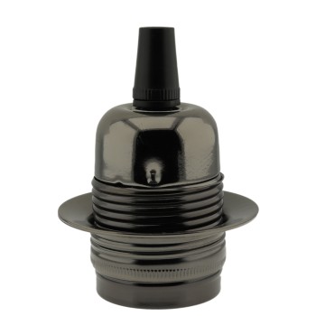 Lampholder E27 Dark Bronze Finish with Shade Ring and Metal Cord Grip