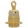 Lampholder E27 Polished Brass Finish with Shade Ring and Metal Loop