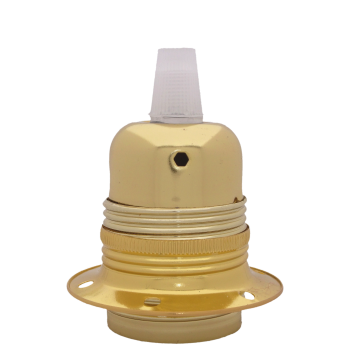 Lampholder E27 Polished Brass Finish with Shade Ring and Nylon Cord Grip