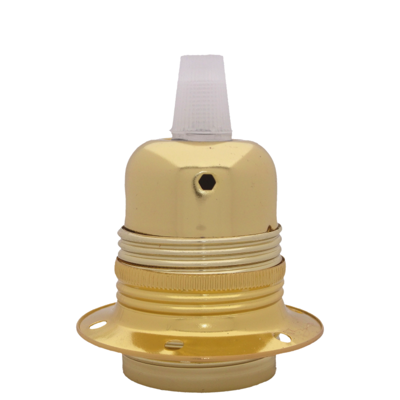 Lampholder E27 Polished Brass Finish with Shade Ring and Nylon Cord Grip