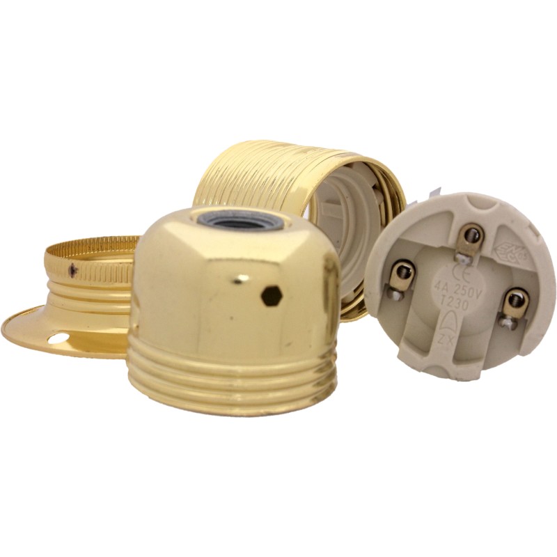 Lampholder E27 Polished Brass Finish with Shade Ring and Metal Hook Lampholder E27 Polished Brass Finish with Shade Ring and Metal Hook
