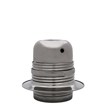 Lampholder E27 Silver Nickel Finish with Shade Ring and 10mm Threaded Entry