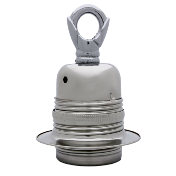 Lampholder E27 Silver Nickel Finish with Shade Ring and Metal Loop