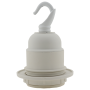 Lampholder E27 Off-White Thermoset Plastic with Shade Ring, Metal Hook