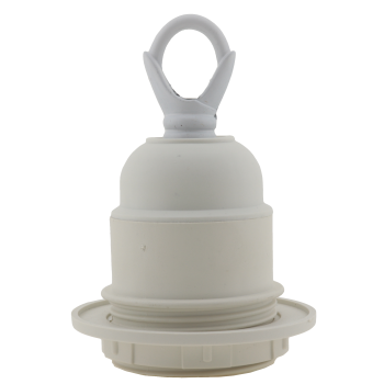 Lampholder E27 Off-White Thermoset Plastic with Shade Ring and Metal Loop