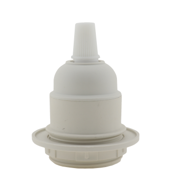 Lampholder E27 Off-White Thermoset Plastic with Shade Ring, Nylon Cord Grip