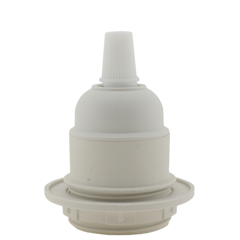 Lampholder E27 Off-White Thermoset Plastic with Shade Ring, Nylon Cord Grip