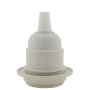 Lampholder E27 Off-White Thermoset Plastic with Shade Ring, Nylon Cord Grip