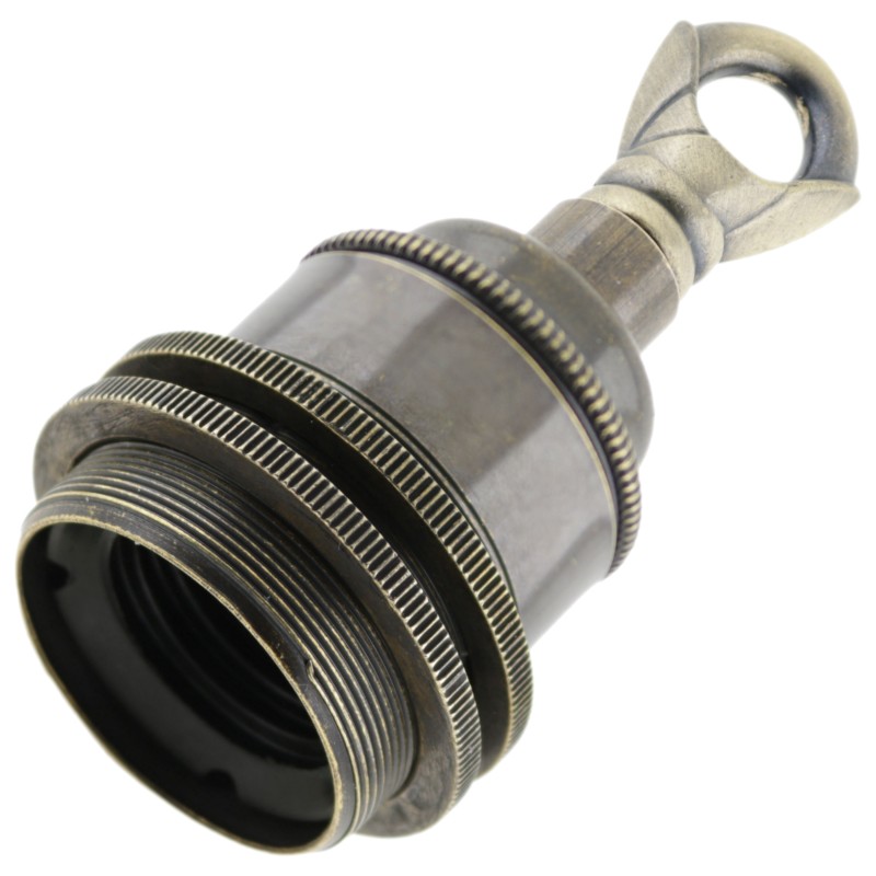 Lampholder E27 Antique Brass Finish with Dual Shade Ring and Chain Loop Lampholder E27 Antique Brass Finish with Dual Shade Ring and Chain Loop