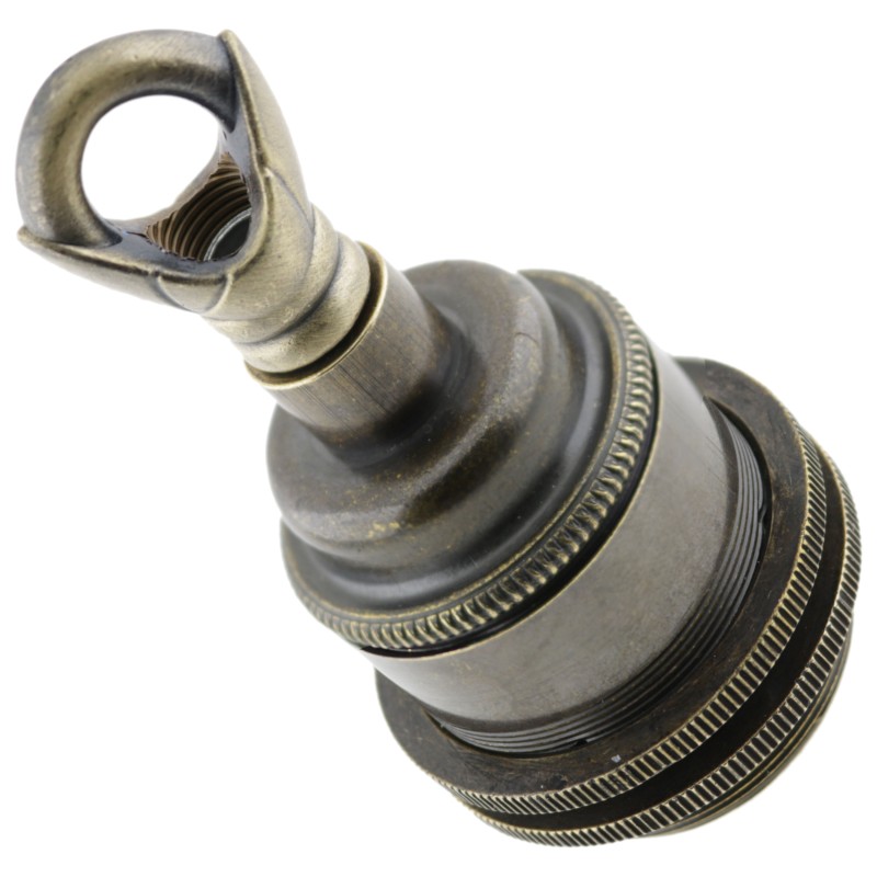 Lampholder E27 Antique Brass Finish with Dual Shade Ring and Chain Loop Lampholder E27 Antique Brass Finish with Dual Shade Ring and Chain Loop