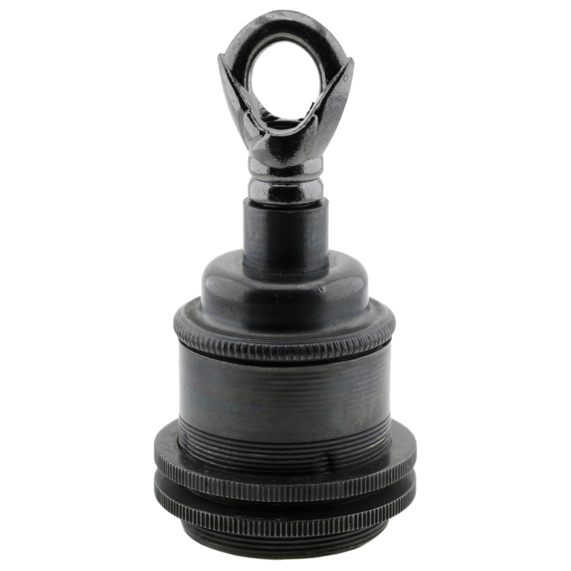 Traditional Edison Screw Bulb Holder (E27) with 2 Shade Rings and Metal Deco Styled Loop in Bronze Finish