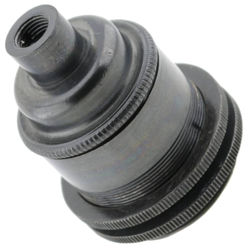 Traditional Edison Screw Lamp Holder (E27) with Shade Rings and Lockable 10mm Threaded Entry in Bronze Finish