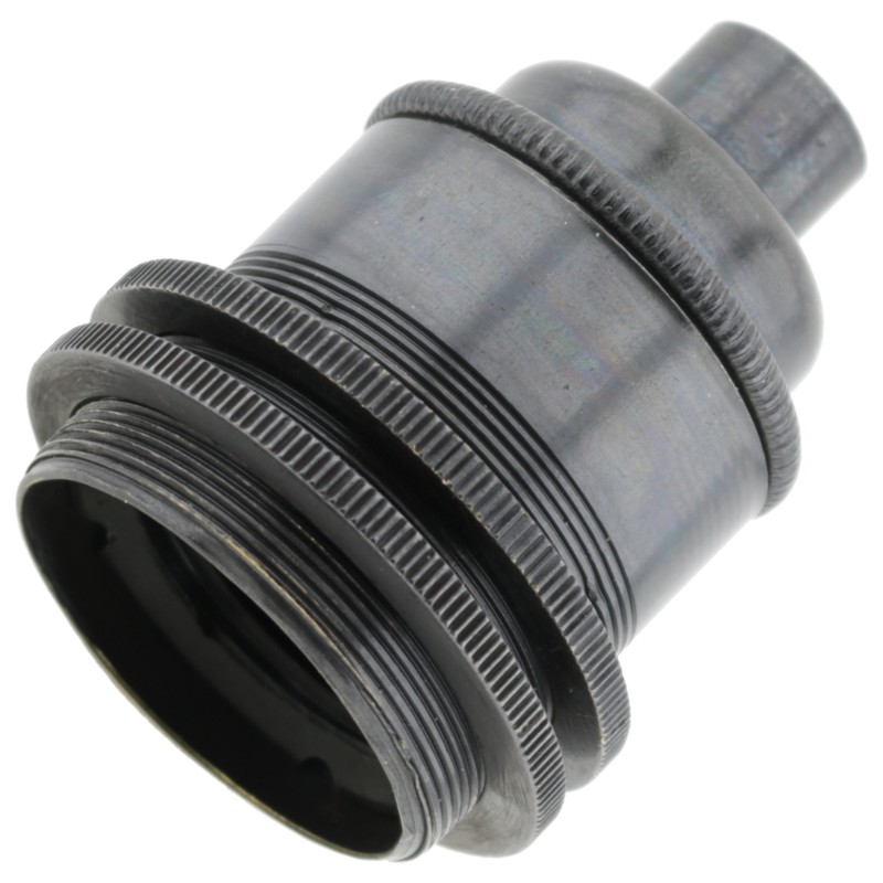 Traditional Edison Screw Lamp Holder (E27) with Shade Rings and Lockable 10mm Threaded Entry in Bronze Finish