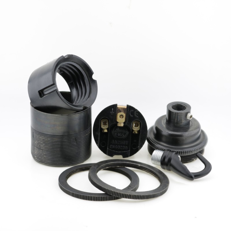 Traditional Edison Screw Lamp Holder (E27) with Shade Rings and Metal Deco Styled Hook in Bronze finish Traditional Edison Screw Lamp Holder (E27) with Shade Rings and Metal Deco Styled Hook in Bronze finish