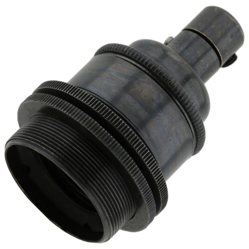 Traditional Edison Screw Lamp Holder (E27) with Shade Rings and Integrated Cord Grip in Bronze Finish