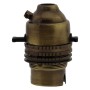 Switched Lampholder B22 Antique Brass with Shade Ring 10mm Threaded Entry