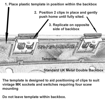Vintage MK 4 Hole Socket or Switch Fitting Kit for Existing or new Backboxes