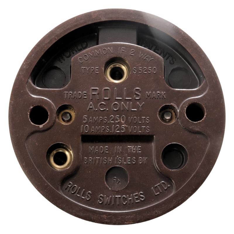 Rolls Bakelite Low Profile Light Switch, 1Way, 5Amp 230VAC