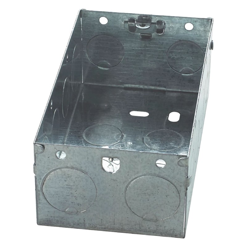 APPLEBY 2-GANG GALVANISED STEEL BACK BOX 47MM APPLEBY 2-GANG GALVANISED STEEL BACK BOX 47MM