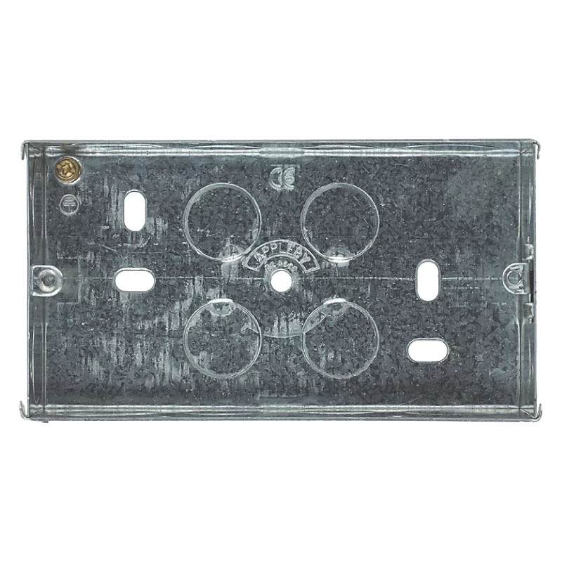 APPLEBY 2-GANG GALVANISED STEEL BACK BOX 47MM APPLEBY 2-GANG GALVANISED STEEL BACK BOX 47MM