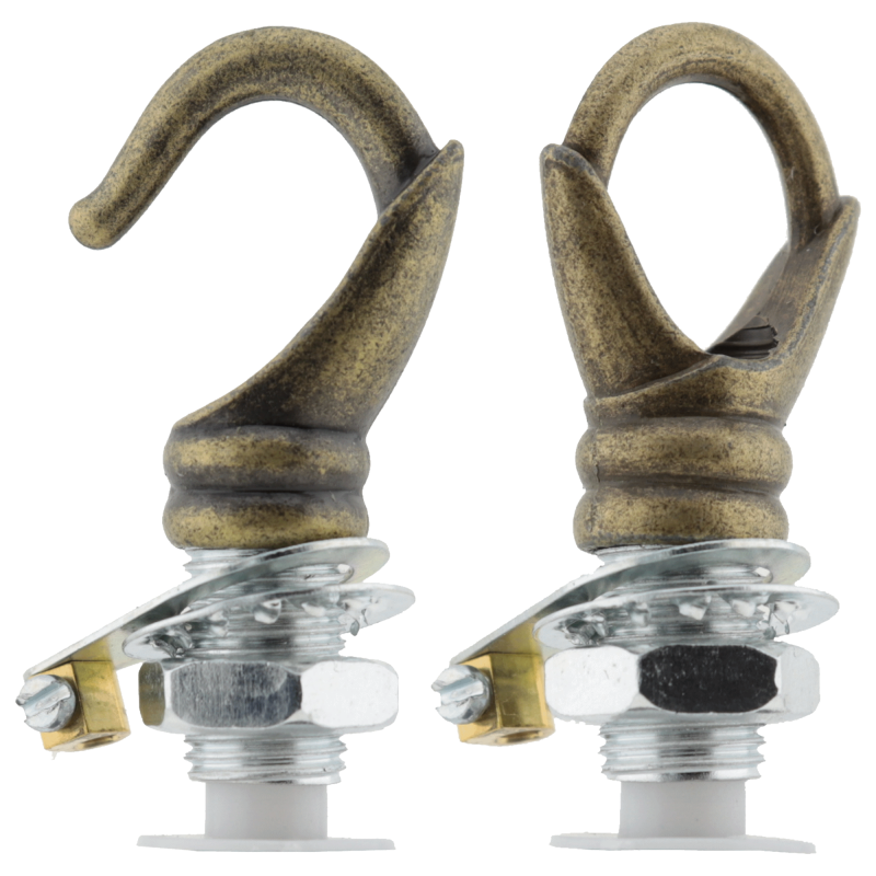 Deco Inspired Celiing Pendant Hook and Loop in Antique Brass Finish Deco Inspired Celiing Pendant Hook and Loop in Antique Brass Finish