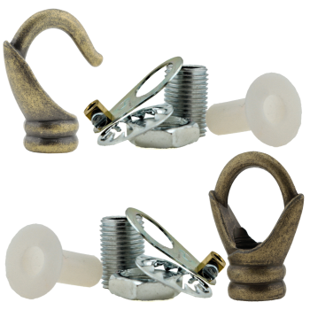 Deco Inspired Celiing Pendant Hook and Loop in Antique Brass Finish