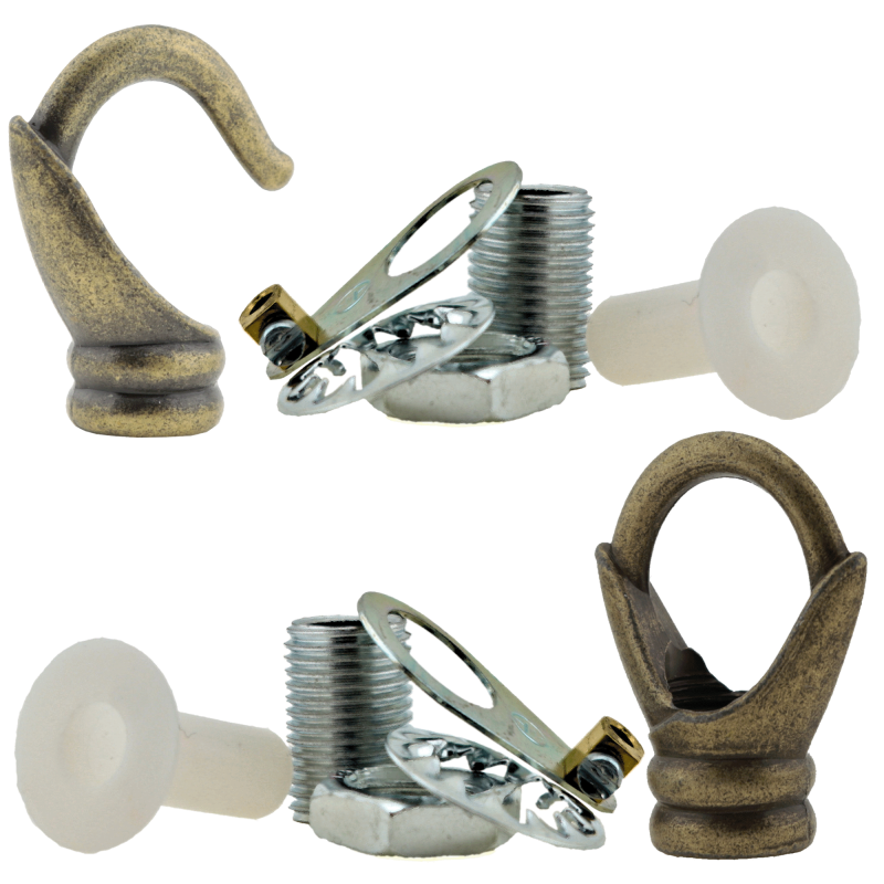 Deco Inspired Celiing Pendant Hook and Loop in Antique Brass Finish Deco Inspired Celiing Pendant Hook and Loop in Antique Brass Finish