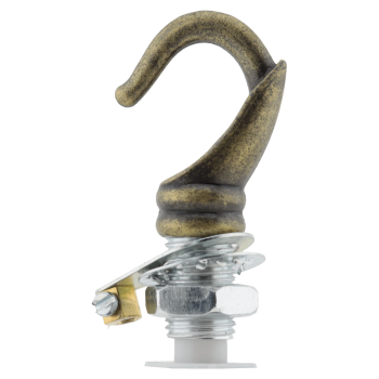 Deco Styled Ceiling Rose and Bulb Holder Hook in Antique Brass Finish
