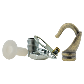 Deco Styled Ceiling Rose and Bulb Holder Hook in Antique Brass Finish