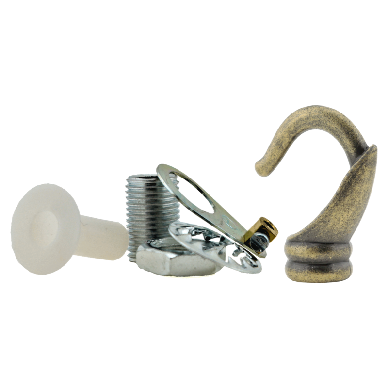 Deco Styled Ceiling Rose and Bulb Holder Hook in Antique Brass Finish Deco Styled Ceiling Rose and Bulb Holder Hook in Antique Brass Finish