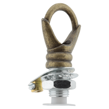 Deco Styled Ceiling Rose and Bulb Holder Loop in Antique Brass Finish