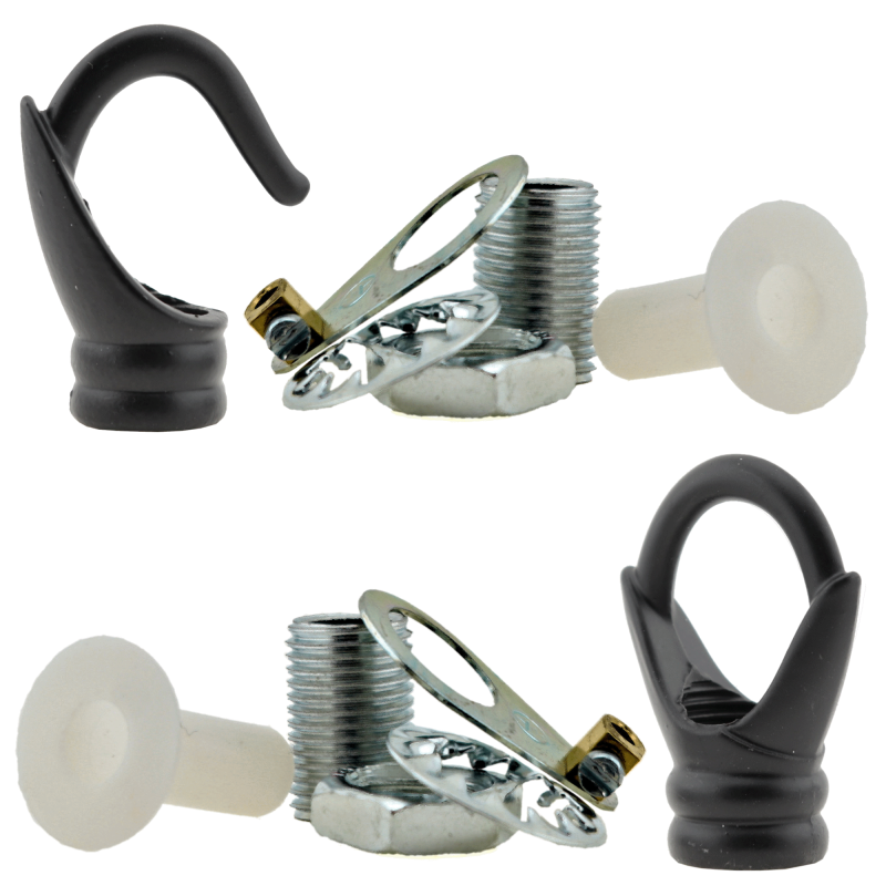 Deco Inspired Celiing Pendant Hook and Loop in Black Finish Deco Inspired Celiing Pendant Hook and Loop in Black Finish